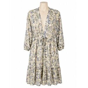 Maurices Womens XL Floral Sheer Tie Waist Kimono Dress Cover Up 3/4 Sleeve Boho